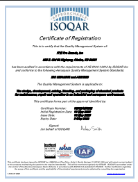 AS9100D Certificate of Registration - Olathe